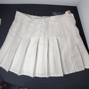 Wild Fable Cream Mini Skater Skirt Pleated Cocktail